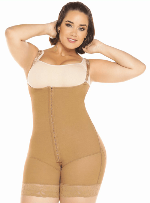 Post OP Compression Garment Open Bust Mid Thigh Bodysuit