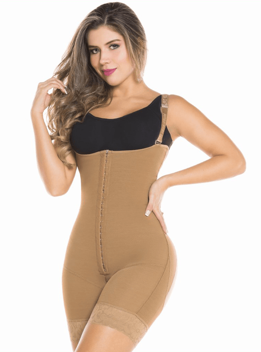 Post OP Compression Garment Open Bust Mid Thigh Bodysuit