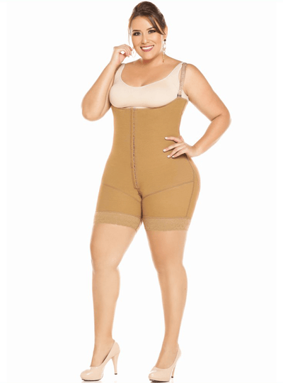 Post OP Compression Garment Open Bust Mid Thigh Bodysuit