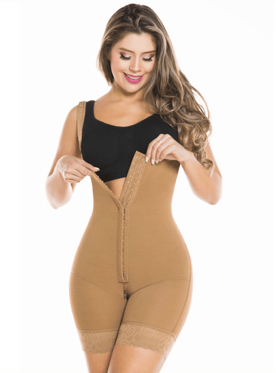 Post OP Compression Garment Open Bust Mid Thigh Bodysuit