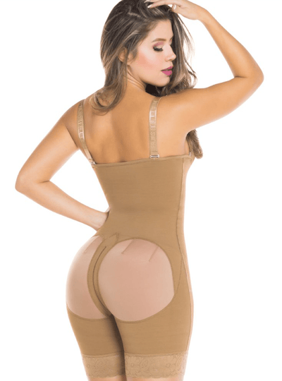 Post OP Compression Garment Open Bust Mid Thigh Bodysuit