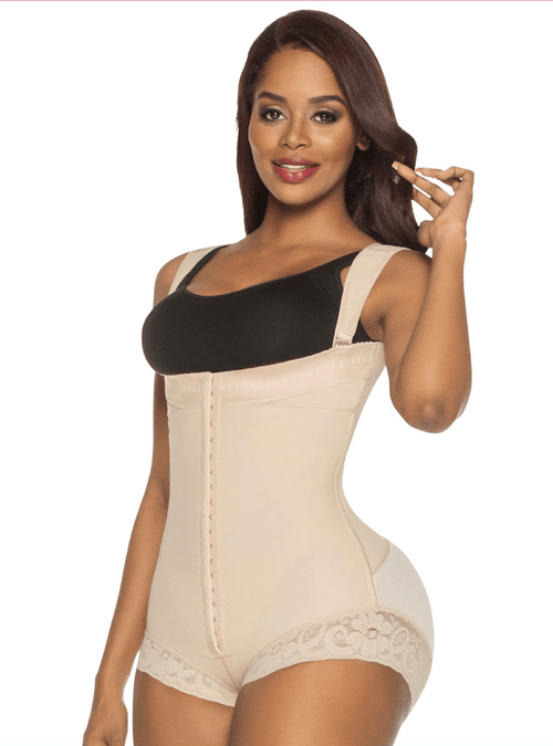 PowerFlex Boyshort Firm Girdle High Back Continuous Wide Strap - Beige