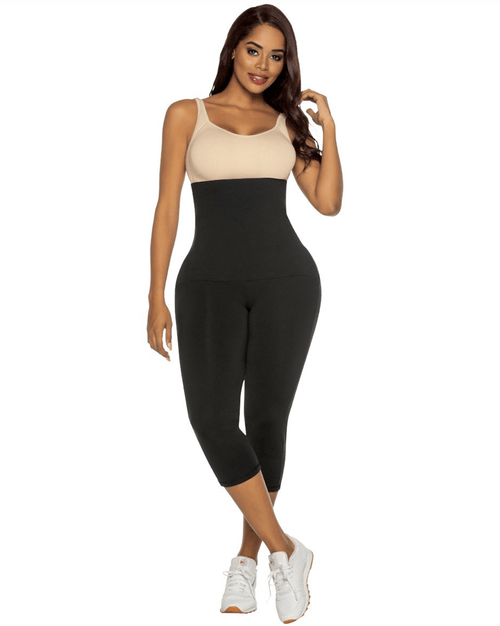 Sport Pants Plus Waist Trainer - High Waist Latex Capri Compression Pants