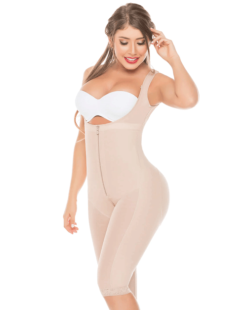 Fajas Stage 1 Post Surgery Knee Length Full Body Shaper - Size XS