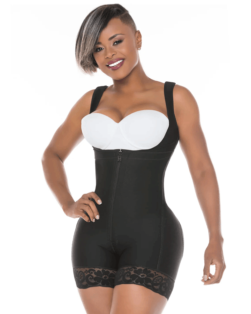 Fajas 0217 Mid-Thigh Body Shaper with Firm Compression and High Back Coverage