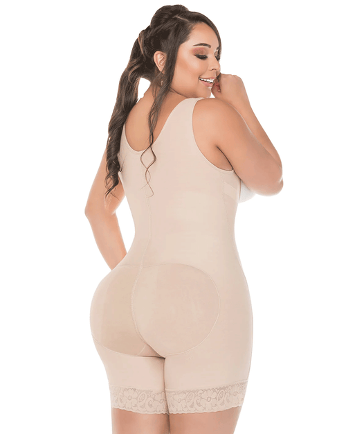 Fajas 0217 Mid-Thigh Body Shaper with Firm Compression and High Back Coverage