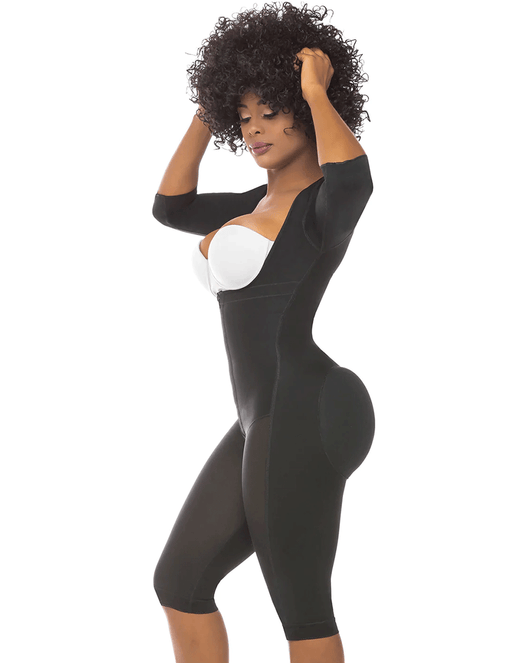 Fajas Post-Op Bodysuit Full Body Shaper for Women Tummy Control Butt Lifter Knee Length Shapewear with Sleeves