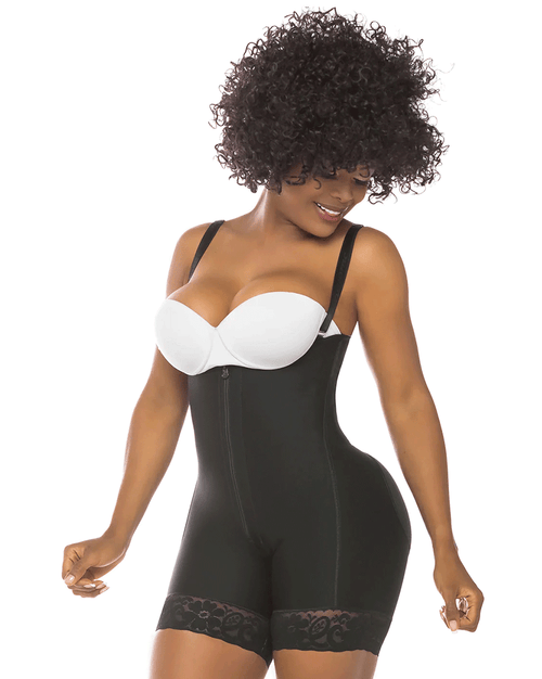 Colombian Fajas Mid Thigh Body Shaper with Butt Lift and Zipper Closure