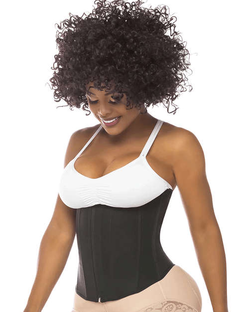 Fajas Waist Trainer Cincher With Steel Boning And Double Front Closure
