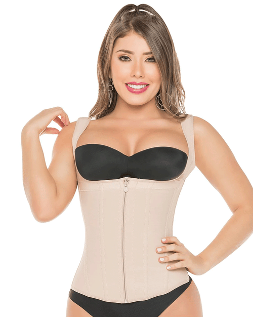 Fajas Waist Cincher Trainer Shaper Vest for Women - Black/Beige