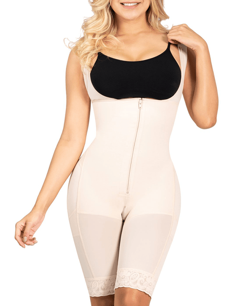 Colombian Fajas Bodysuit with Open Bust, High Compression Postpartum Shapewear