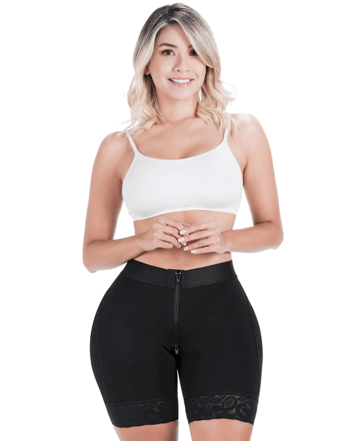 Colombian Fajas Shapewear Shorts with Butt Lift and Zippered Crotch