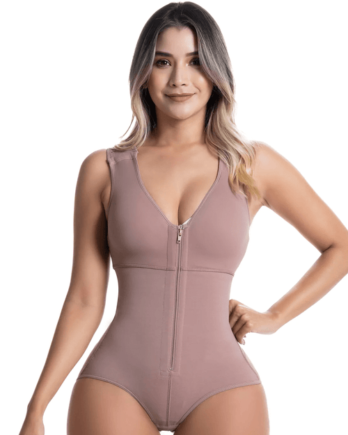 Fajas Panty Bodysuit with Built-In Bra High Compression Postpartum Shapewear