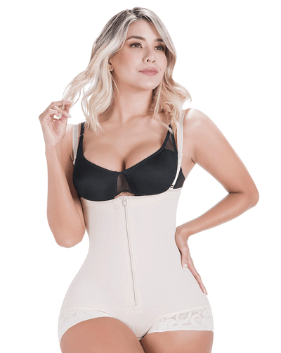 Fajas Post-Op Fajas after Tummy Tuck and Lipo Open Bust Panty Shapewear Bodysuit Powernet