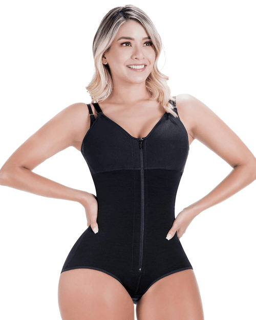 Fajas Postpartum Faja after Tummy Tuck Post-Op Open Bust Panty Shapewear Bodysuit Powernet - Mocha/Beige/Black