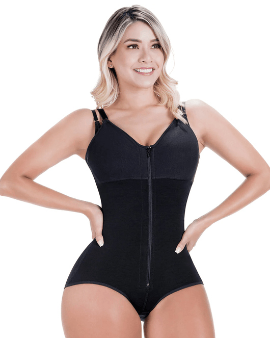 Fajas Postpartum Faja after Tummy Tuck Post-Op Open Bust Panty Shapewear Bodysuit Powernet - Mocha/Beige/Black
