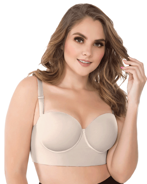 Fajas Firm Control Strapless Bra For Women With Wide Backband And Side Wire