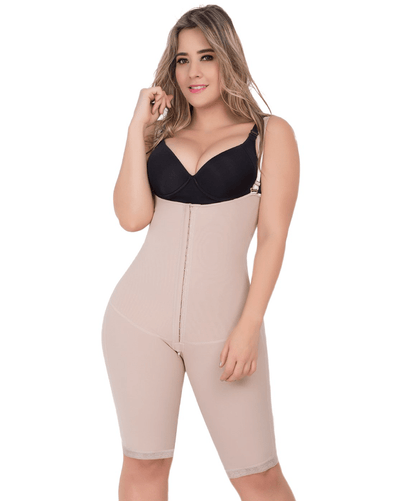 Fajas Open Bust Tummy Control Butt Lifter Knee Length Bodysuit