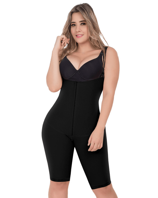 Fajas Open Bust Tummy Control Butt Lifter Knee Length Bodysuit