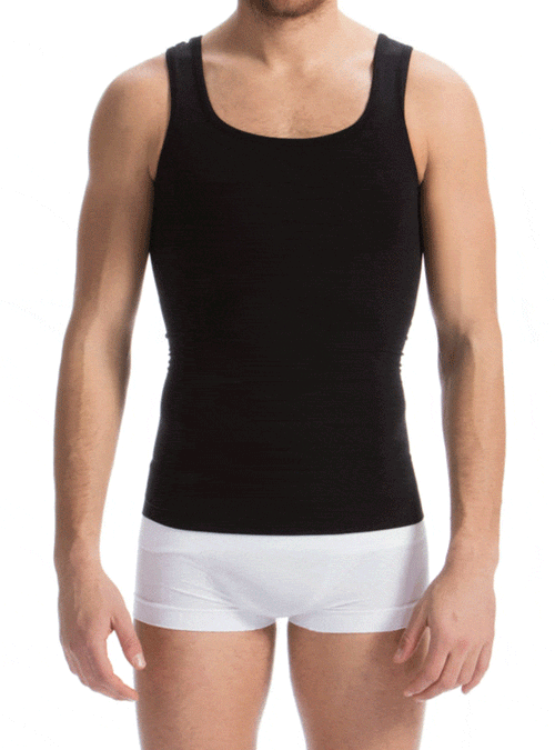 Men's Tummy Control Total Body Shaping Vest - Black