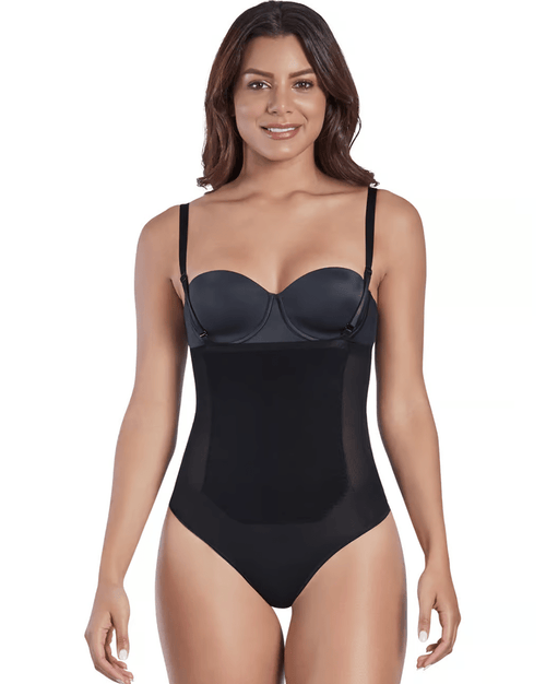 Convertible Strap Thermal Panty Bodysuit - Black