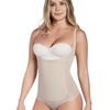Thermal Open Bust Panty Bodysuit - Beige
