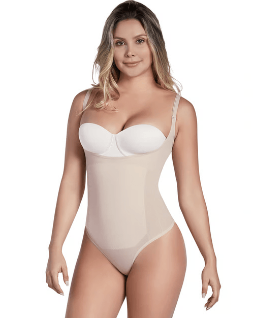Thermal Open Bust Thong Bodysuit