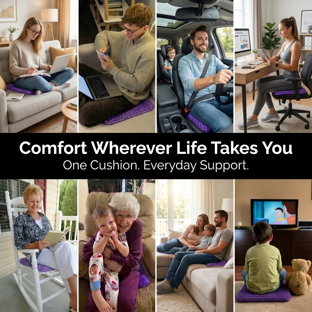 CellGel cushion and washable cover arranged in a clean home setting for a 60-day comfort trial.