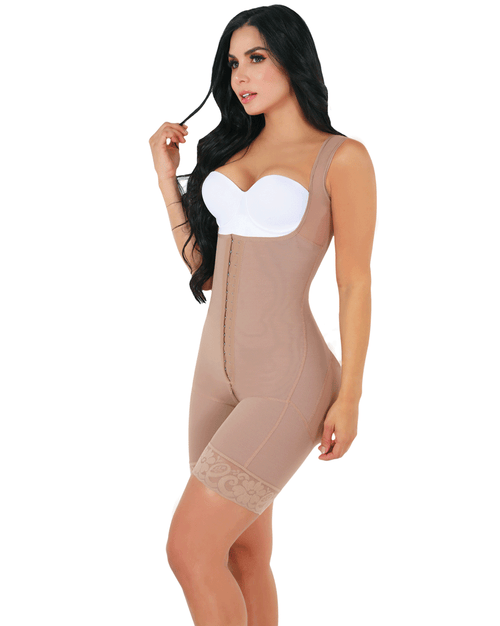 Colombian Full Body Shapewear With Wide Straps And Adjustable Hooks