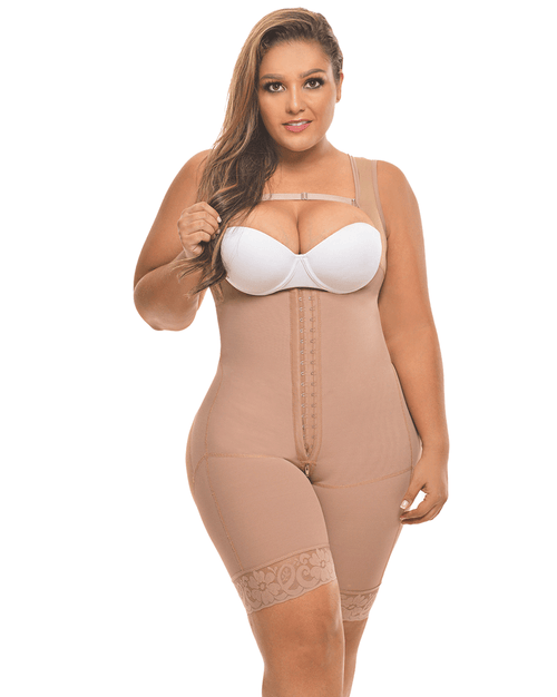 Colombian Full Body Shapewear With Wide Straps And Adjustable Hooks