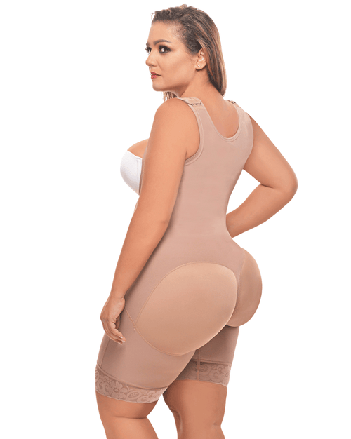 Colombian Full Body Shapewear With Wide Straps And Adjustable Hooks