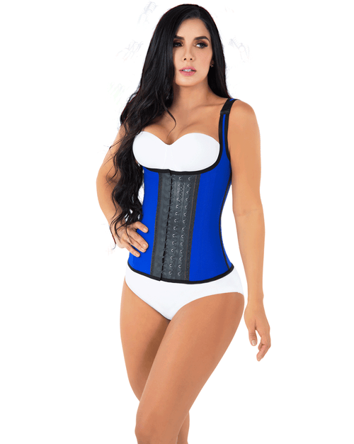 Colombian Waist Trainer With Wide Straps 5020 - Blue, Firm Latex Compression