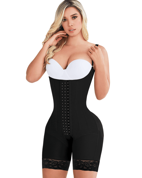 Corset Body Shaper With Boning And 3-In-1 Hook Closure