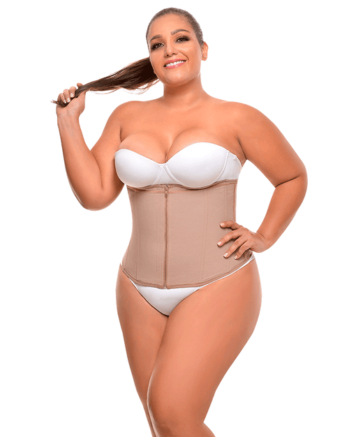 Strapless Powernet Waist Trainer with Invisible Front Zipper