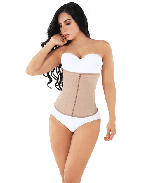 Strapless Powernet Waist Trainer with Invisible Front Zipper