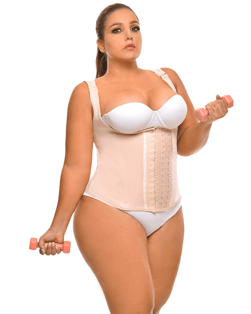 Waist Trainer With Wide Straps 5020 - High Back Vest, Firm Latex Compression