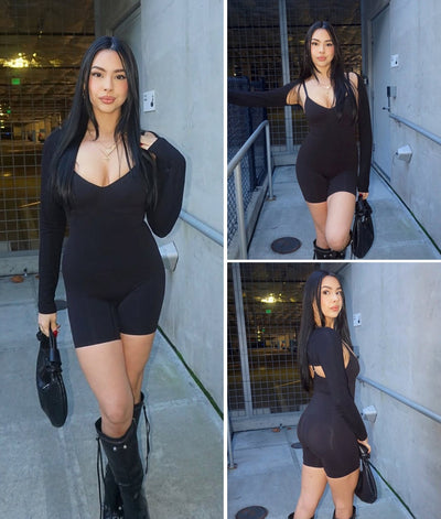 Padded Full-Coverage Mid-Thigh Bodysuit