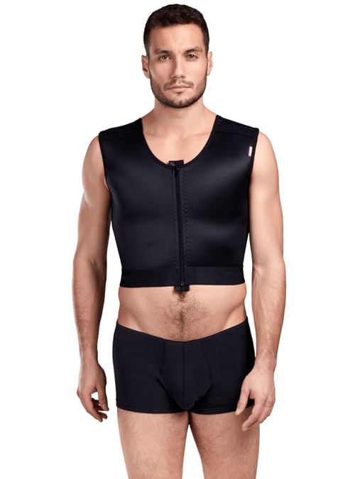 MTmS Comfort - Gynecomastia Vest - Front Zipper And Adjustable Shoulder - Black