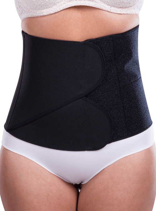 Unisex Abdominal Binder - 2 Adjustable Cross Panels - Black
