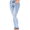High Rise Skinny Colombian Jeans with Butt Lifting Shapewear Fit, Ripped Knee Denim