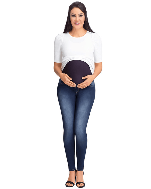 Spandex Pregnancy Denim Pants with Elastic Support Band
