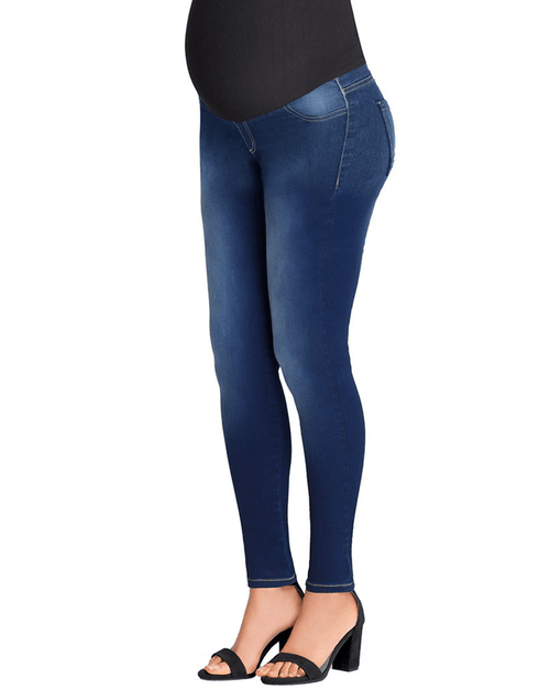 Spandex Pregnancy Denim Pants with Elastic Support Band
