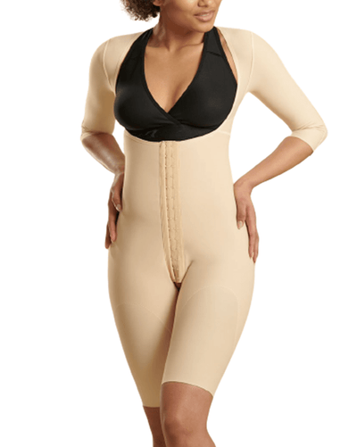 Reinforced Bodysuit with Sleeves and Layered Panels - Short Length