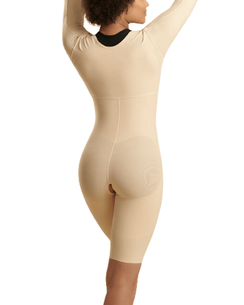 Reinforced Bodysuit with Sleeves and Layered Panels - Short Length