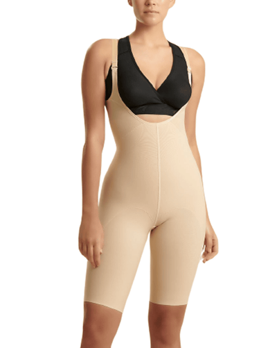 Reinforced Girdle with High-Back and Layered Panels - Short Length, No Closures - Black/Beige