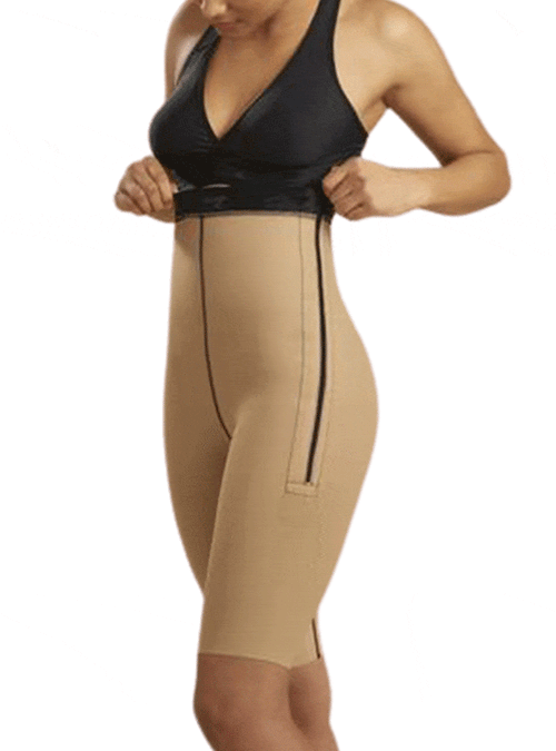 Shapewear Shorts with Single Zipper and Mid-Thigh Coverage
