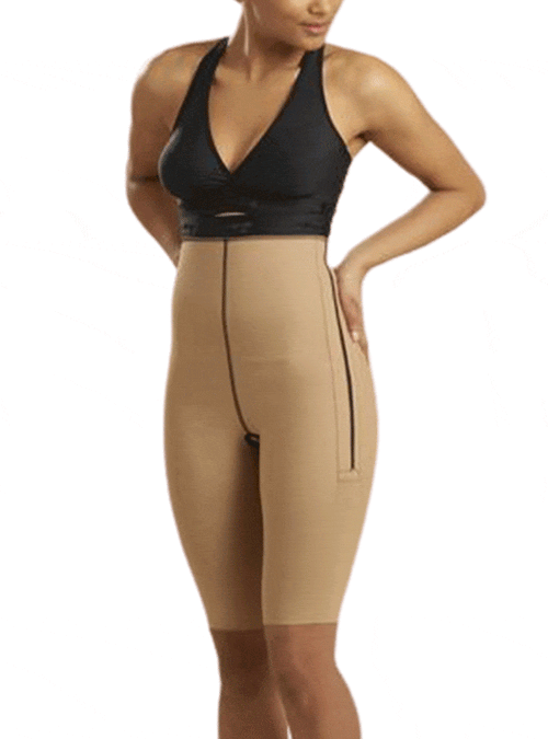 Shapewear Shorts with Single Zipper and Mid-Thigh Coverage