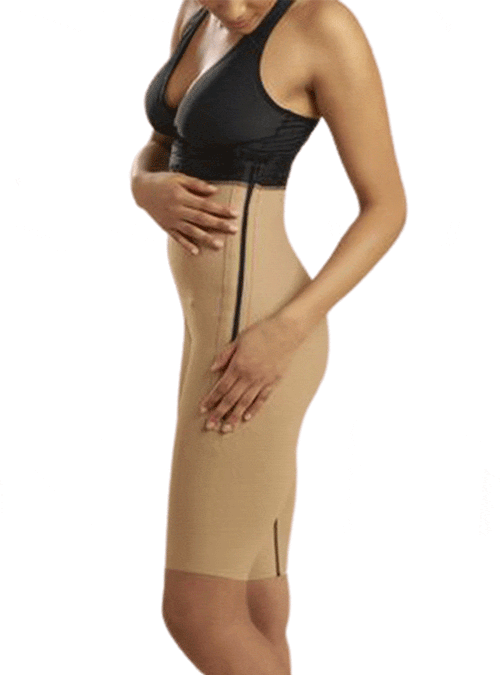 Shapewear Shorts with Single Zipper and Mid-Thigh Coverage
