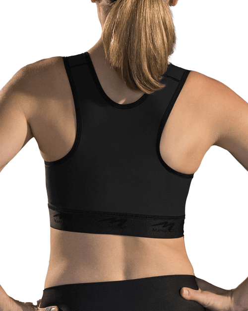 Sports Bra With Zipper Front Closure Post-Surgery Compression Bra Black
