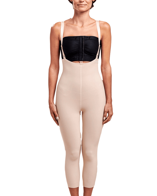 Zipperless Girdle With Suspenders - Calf Length - Beige